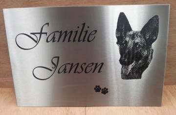 RVS Naambord 20 x 30 cm met foto